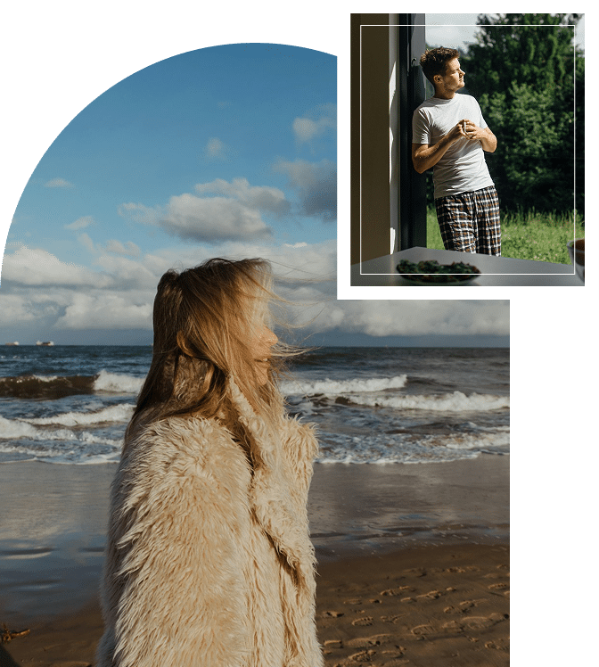 Woman standing peacefully by seaside after learning distress tolerance skills through DBT therapy in Atlanta Georgia area