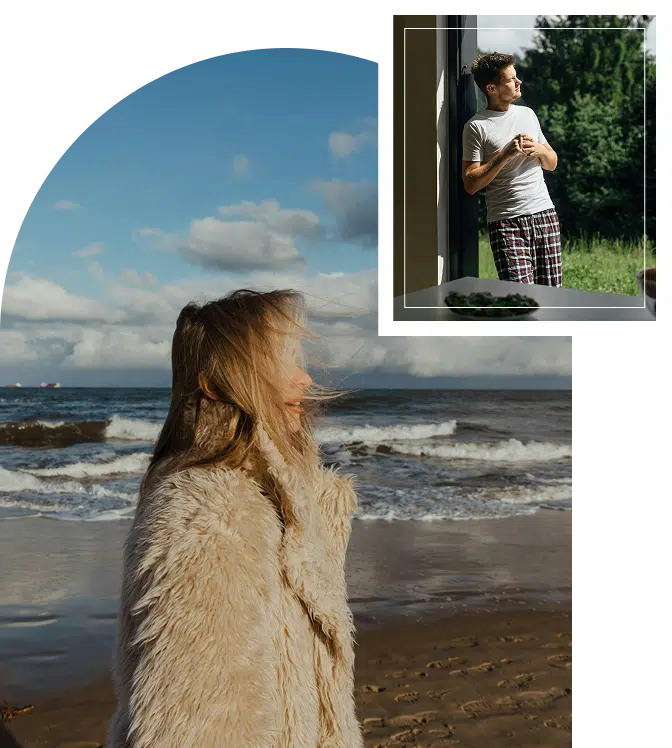 Woman standing peacefully by seaside after learning distress tolerance skills through DBT therapy in Atlanta Georgia area
