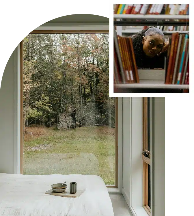 Sunlit kitchen table beside a window with outdoor view, warm interior moment of quiet comfort