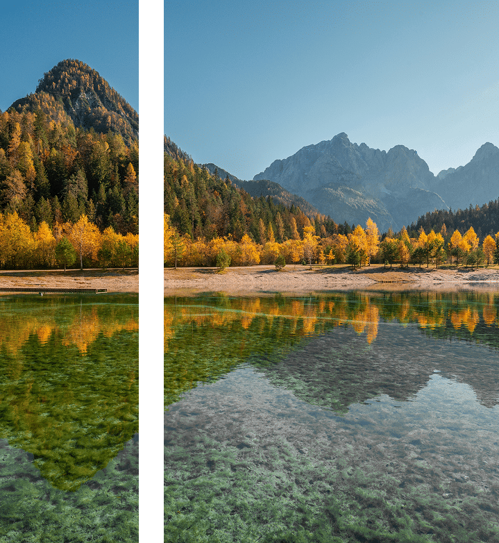  A scenic view of green mountains and water, symbolizing calm, grounding, and connection to nature.