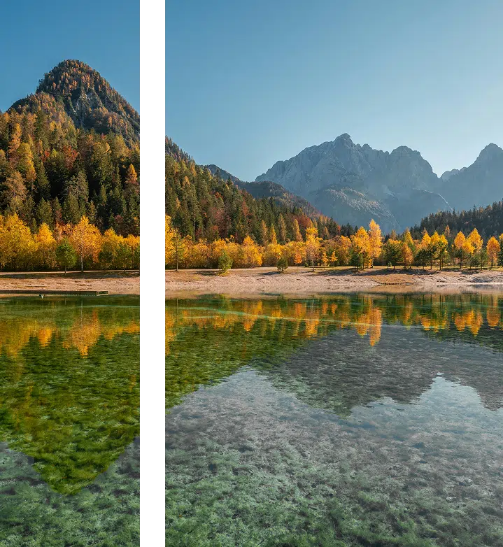 A scenic view of green mountains and water, symbolizing calm, grounding, and connection to nature.
