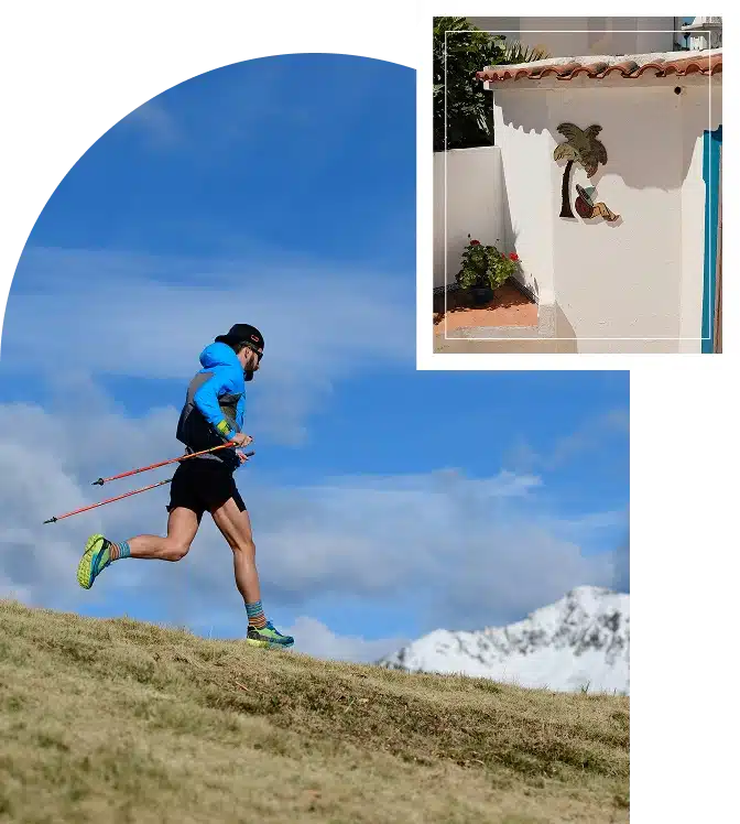 A man running on a mountain trail symbolizes resilience, forward movement, and personal strength through challenges.