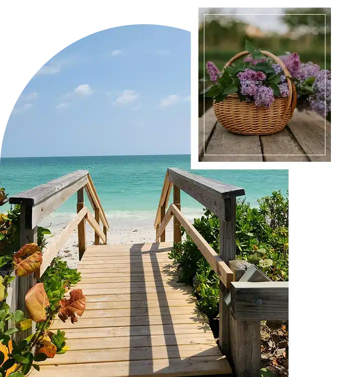  A bridge leading toward the beach symbolizes transition, connection, and moving toward emotional healing.
